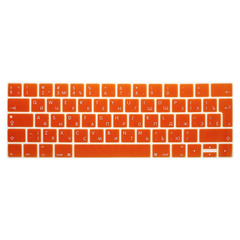 ЕС русский для Macbook pro 13 15 дюймов клавиатура защитная пленка цветная клавиатура чехол для сенсорной панели A1706 A1707 A1989 A1990 A2159 - Цвет: Оранжевый