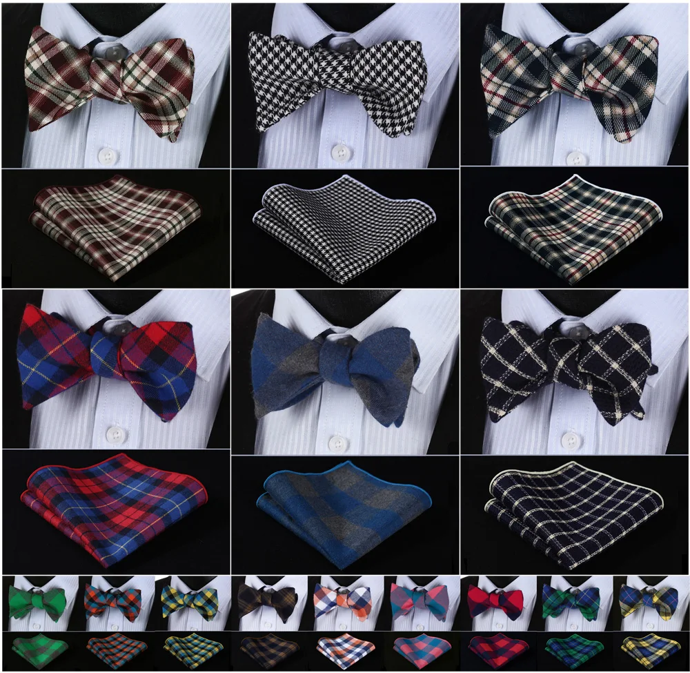 

Check 100%Cotton Jacquard Men Butterfly Self Bow Tie BowTie Pocket Square Handkerchief Hanky Suit Set #F9