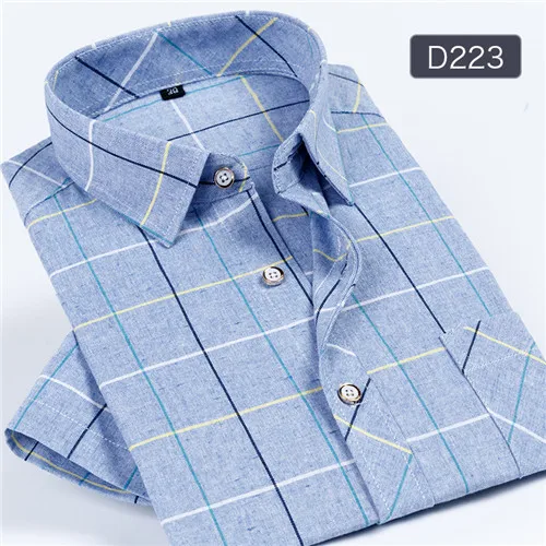 Летние рубашки в клетку с коротким рукавом в английском стиле, дышащие повседневные рубашки в клетку для мальчиков и мужчин - Цвет: D223