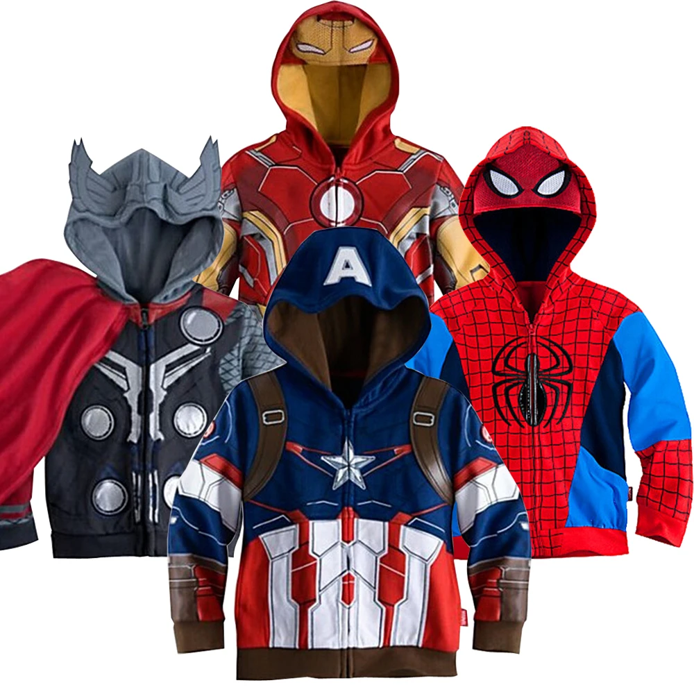 

The Avengers Boy Hoodies Captain America Iron Man Batman Little Pony Spider-Man Coats For Boys Full Sleeve Toddler Kids Clothes