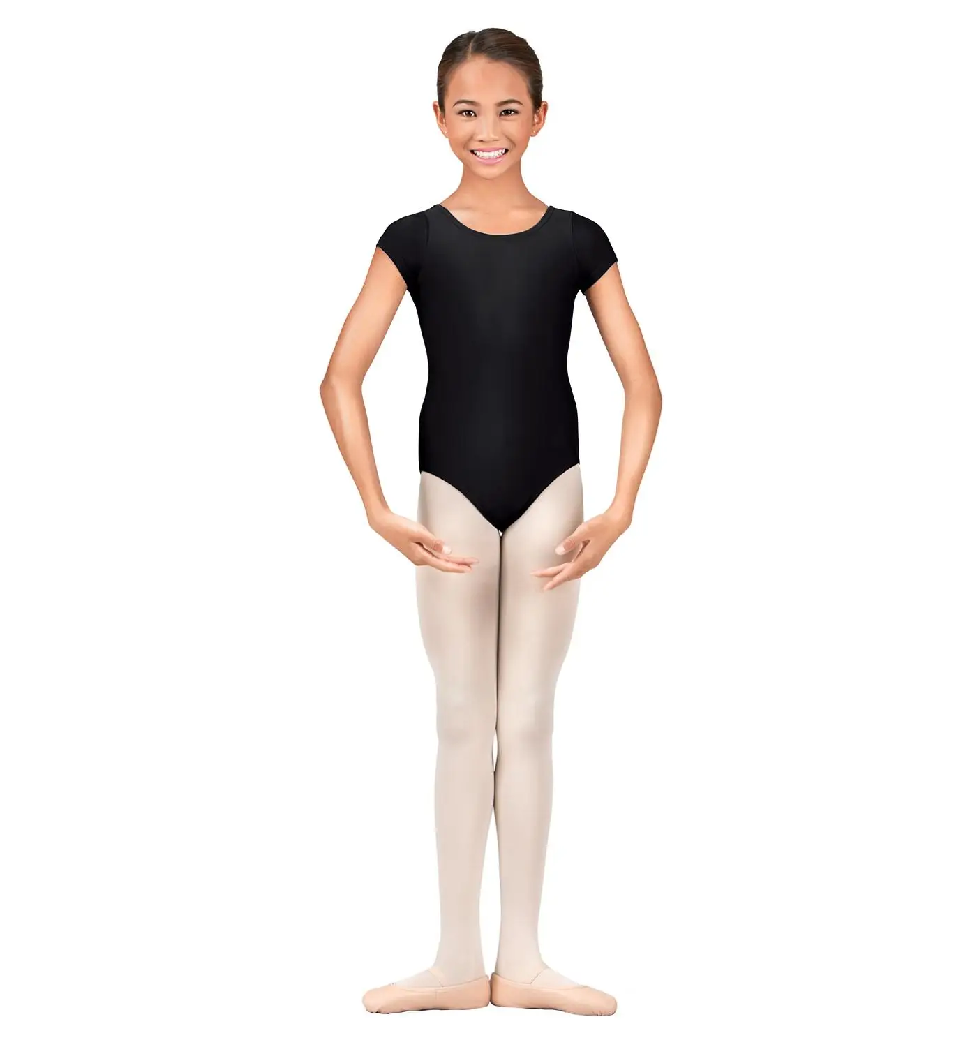 Классический короткий рукав для девочек, тренировочная одежда для занятий гимнастикой для малышей черного цвета для балета, для танцев трико лайкровая танцевальная одежда спандекс Детское трико 3t - Цвет: Black