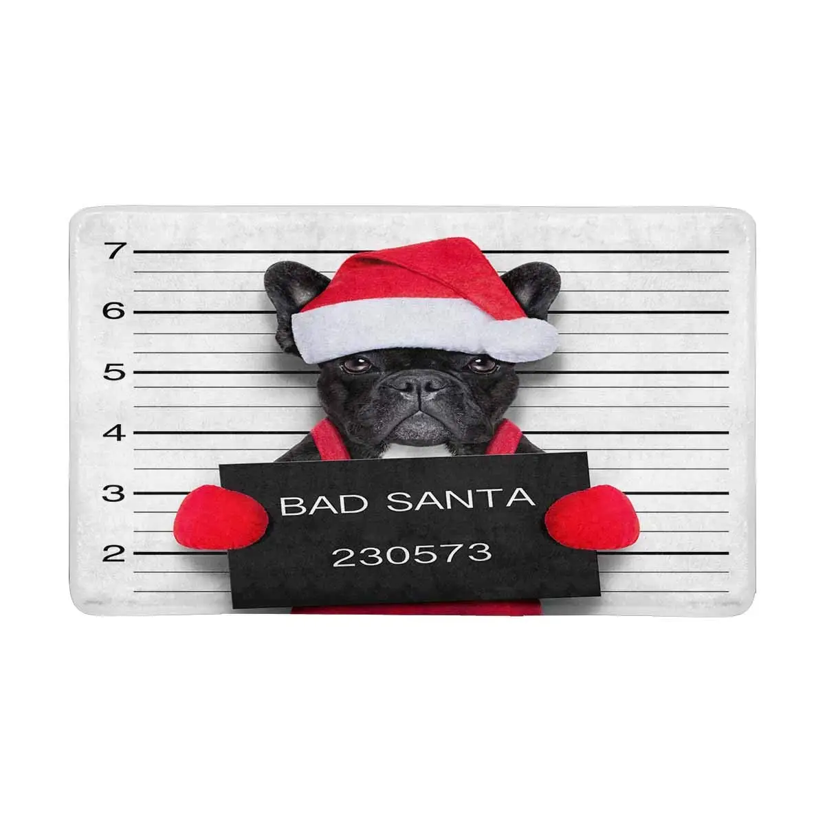 Mugshot Рождество Санта Bad Dog Anti-коврик дверь Home Decor крытый половик у двери резиновым 30X18 cm