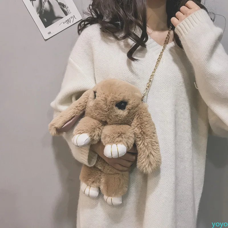 

Ladies plush bag chain single-shoulder bag dead rabbit silly cute mobile phone bag fashion trend small bag