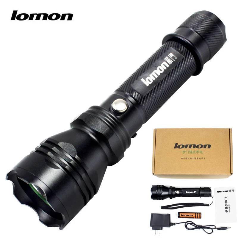 LOMON 5w C6 Waterproof Rechargeable LED Flashlights Torches 18650