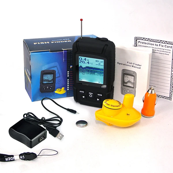 FF-718Li-W محظوظ قابلة للشحن لاسلكية صياد السمك للماء Fishfinder رصد الاستشعار سونار الأسماك عمق إنذار