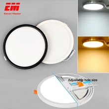 Adjustable Punch holes size Ultra thin 6W / 8W / 15W /20W LED Ceiling Recessed Grid Downlight Slim Round Panel Light ZTD0003