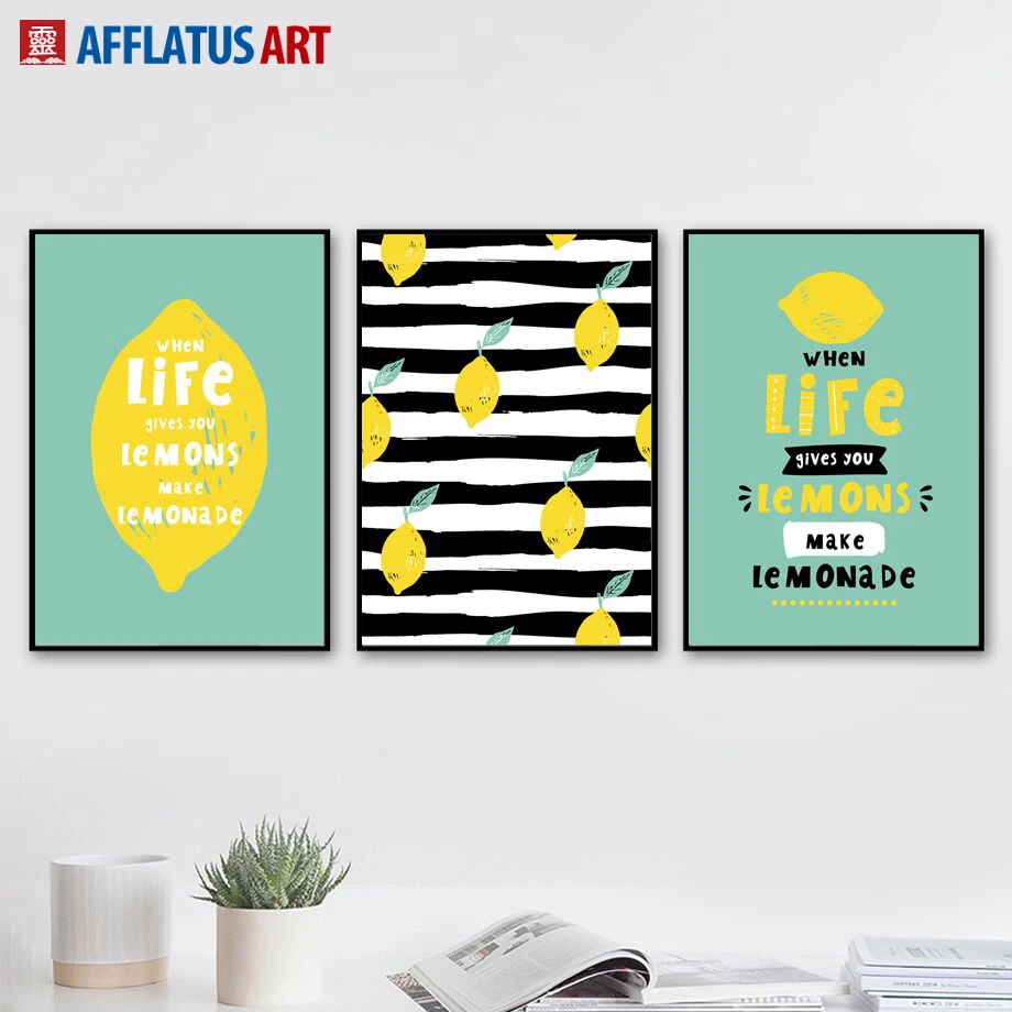 

Fruit Lemon Life Quotes Wall Art Canvas Painting Nordic Posters And Prints Pop Art Wall Pictures For Living Room Kitchen Decor