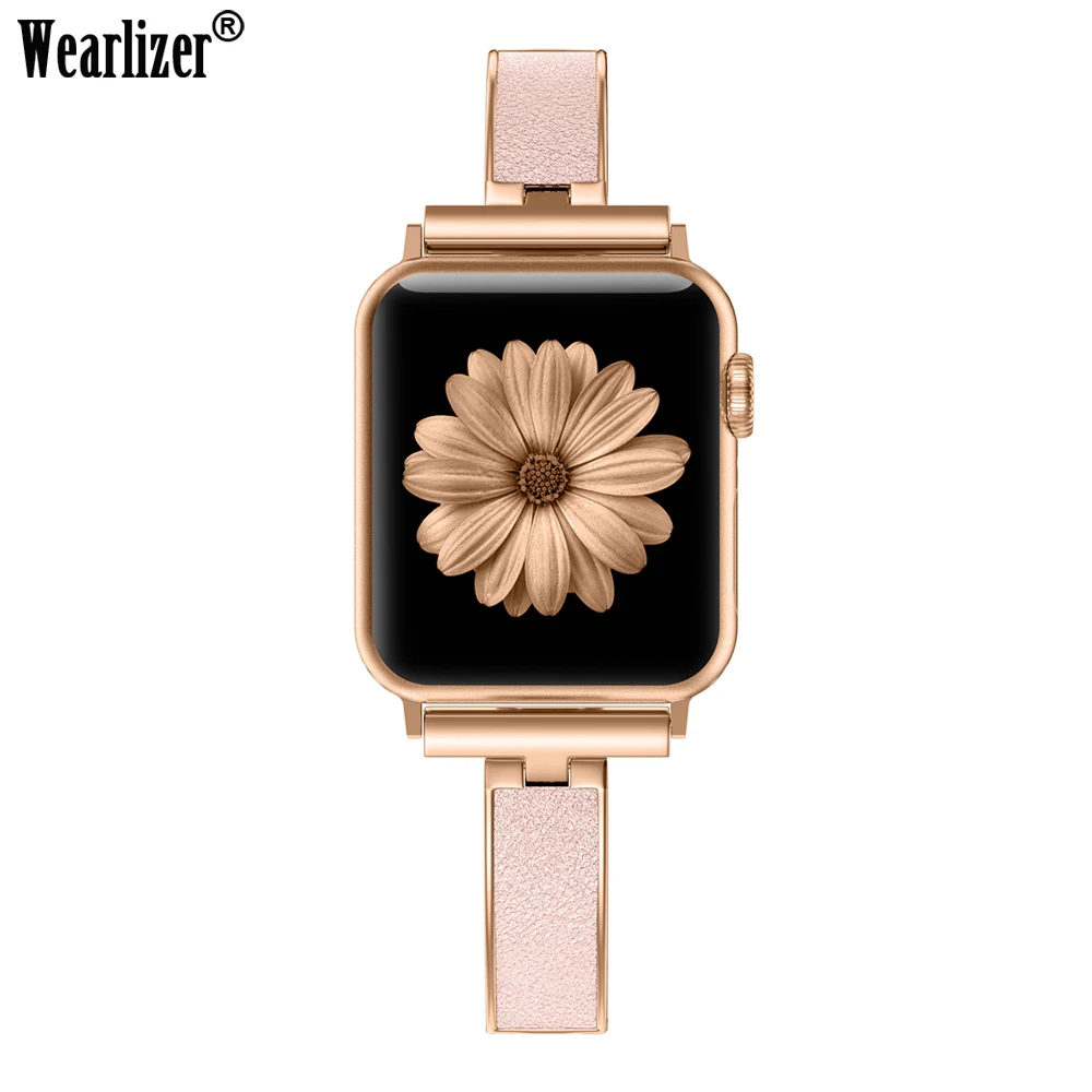 

Women Metal Strap For Apple Watch Bands Series 5 40mm 44m Link Metal+Leather Bracelet Band For iWatch Series 4 3 2 1 38mm 42mm