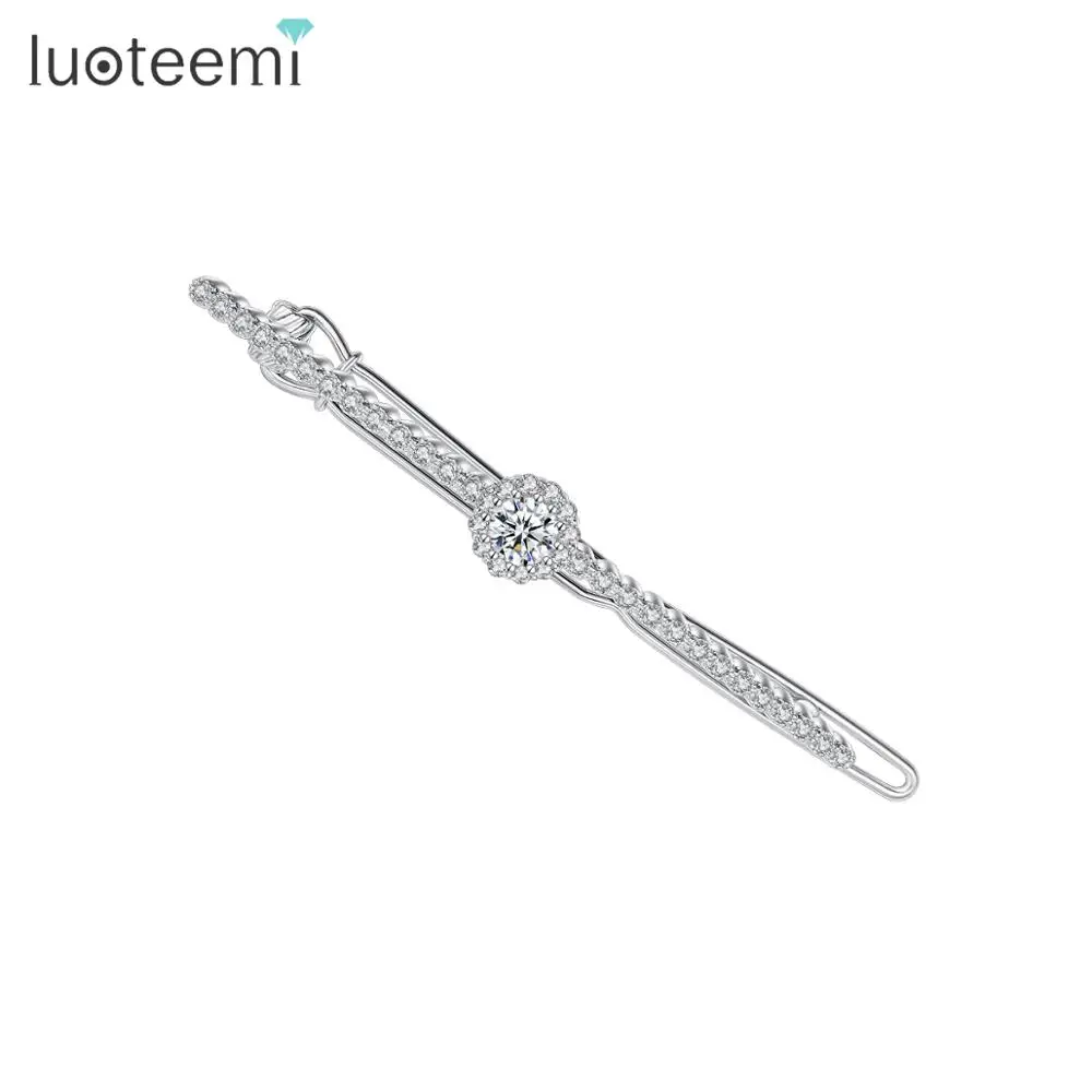 Женские заколки для волос LUOTEEMI свадебные с фианитами высокого качества модные