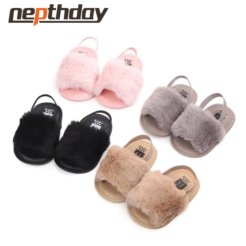 

2019 9-12 months baby girl sandals plush solid shoes 5 colors for 12.5cm feet length nice wear in Summer 12-027