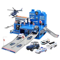 2018 детская игрушечная Автостоянка автомобиля сборки мальчик трек головоломки большой игрушечная Автостоянка полиции инженерно пожарная