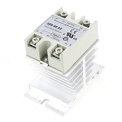 

High quality  AC80-250V to AC24-380V 60A 4 Screw Terminal 1 Phase Solid State Relay w Heatsink