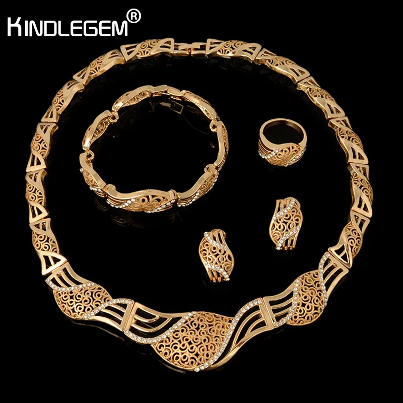 

Kindlgem Wholesale Gorgeous African Vintage Jewelry Sets Gold Color Necklace Set Charms Wedding Bridal Fashion Dubai Jewelry