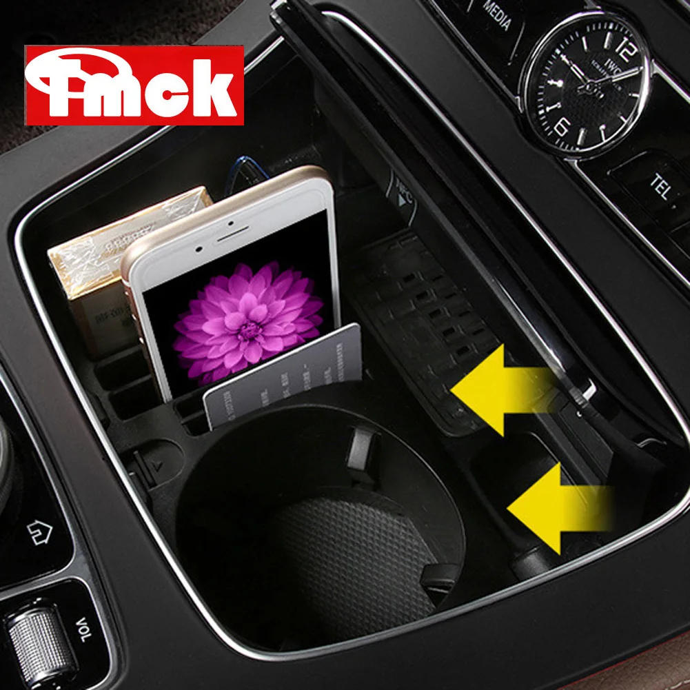 

ABS Car Central Console Multifunction Storage Box Cup Phone Tray Holder For Mercedes Benz E C GLC Class W205 W213 X253 2015-2019