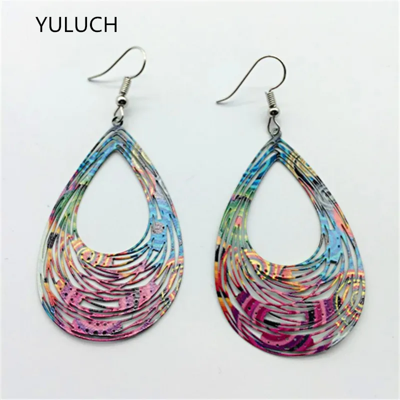 

pair unfinished nice Green peacock leaf wood earrings jewelry 2016 new design 2016 new arrival simple