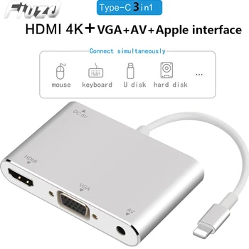 

USB C HUB 3 in 1 USB Docking Station USB-C to HDMI Card Reader RJ45 Adapter for MacBook Iphone 5 5S 6 7 8 6SPlus 7Plus 8Plus