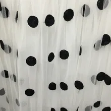 150 см в ширину, 1 метр, белая мягкая тонкая сетка, тюль, ткань с вышивкой, большой узор в черный горошек, элегантная Высококачественная модная Французская ткань