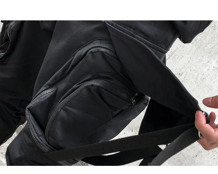 Осень зима мужские ленты большой карман уличный стиль хип хоп мужские брюки-карго черные беговые брюки в повседневном стиле шаровары в стиле хип-хоп брюки спортивные брюки