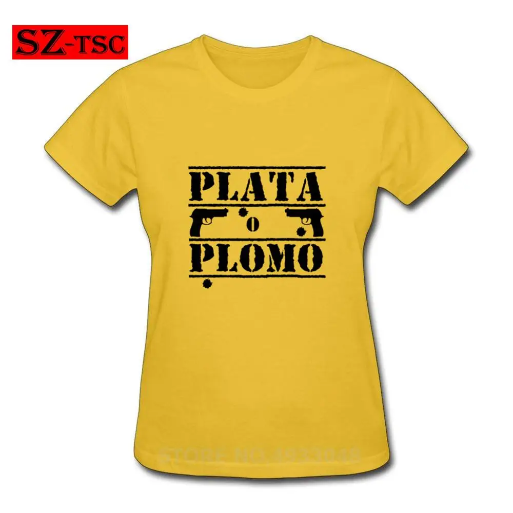 Plata O Plomo футболки женские Narcos Pablo Escobar серебряные или свинцовые летние хлопковые в
