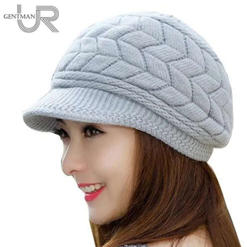 New Women Winter Hat Warm Beanies Fleece Inside Knitted Hats For Woman Rabbit Fur Cap Autumn And Winter Ladies Fashion Hat