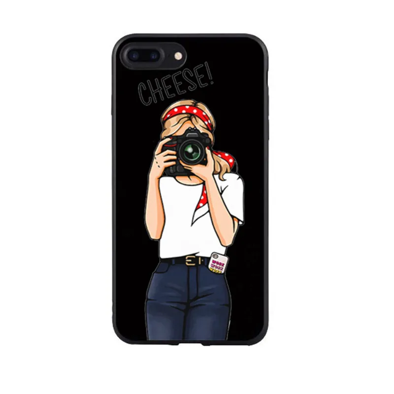 Модный жесткий чехол для телефона с изображением девушки босса черного цвета из ТПУ, мягкий силиконовый чехол для телефона для iPhone 11 Pro Max X XR XS Max 8 8Plus 7 7Plus 6s 6Plus 5 SE