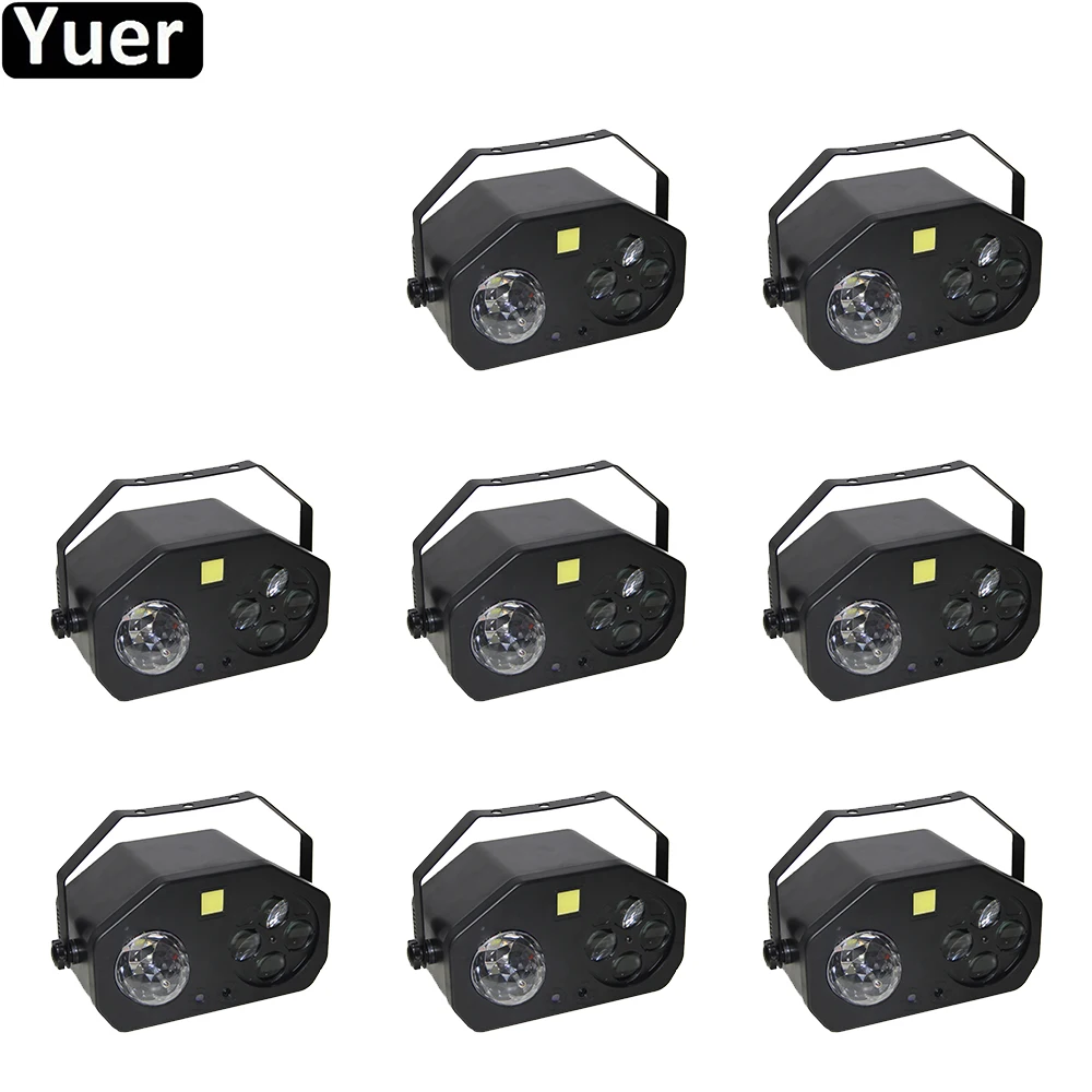 8Pcs/Lot  Multifunction Music Effect Light Laser Strobe Spot Beam 4IN1 Sound Party Stage Lights For DJ Disco Party Wedding Light