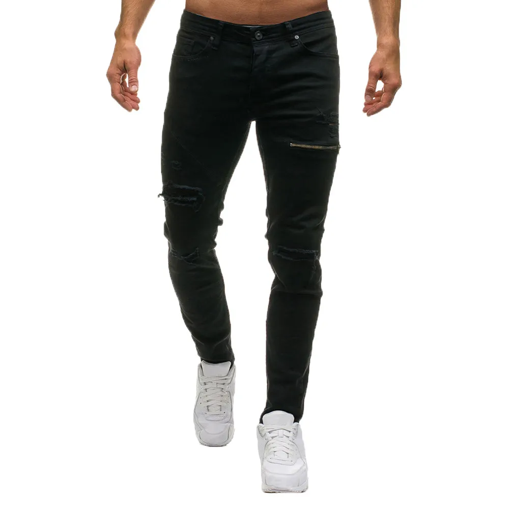 

Jeans Men Plus Size Men Casual Men's Skinny Pockets Jeans For Men Solid Denim Pants Folds Wash Work Pencil Trousers jeans homme