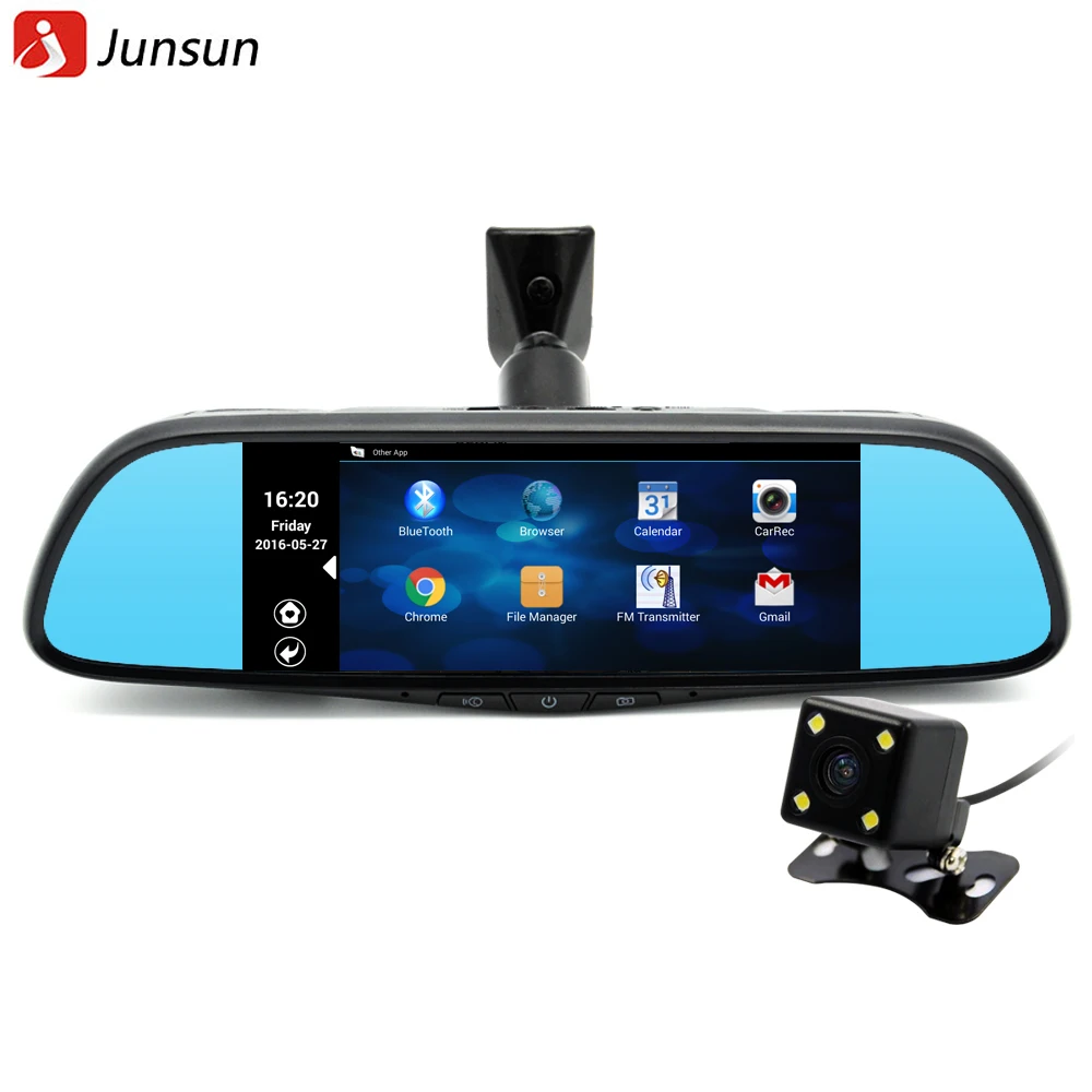  Junsun 7 inch Special Car GPS Navigation Mirror Bluetooth Android 16GB Car DVR Rearview Mirror Monitor navigators automobile 