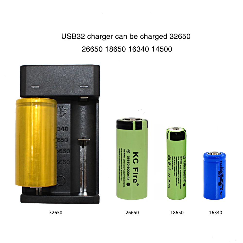 Зарядное устройство Uranusfire USB для аккумуляторов 18650 26650 16340 36650 2 слота