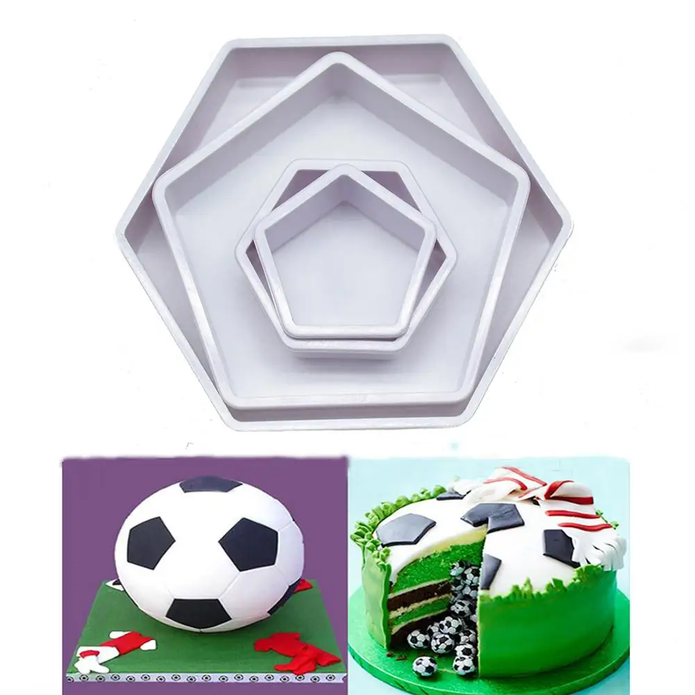 Adeeing 4PCS Plastic Creative Football Cake Mold Fondant Cutter Fondant