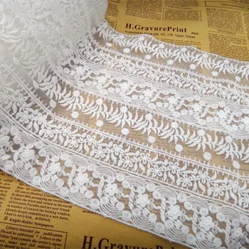 

5yards/lot 20cm wide Embroidered Ganza lace trim fabric for Clothing Sewing DIY in double edge-QX