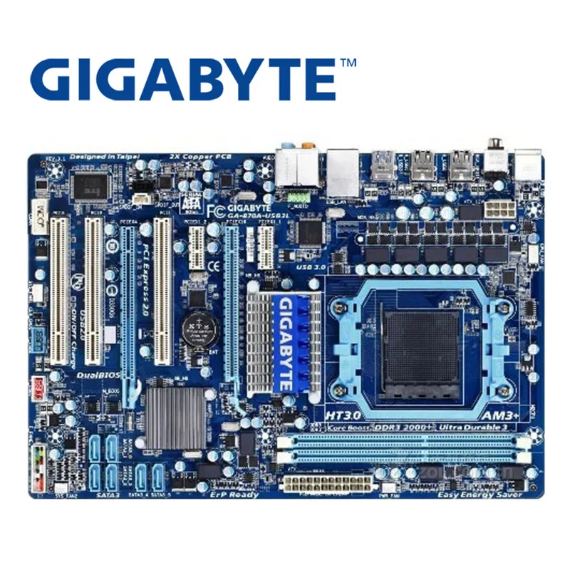 

GIGABYTE GA-870A-USB3L Desktop Motherboard 870 Socket AM3/AM3+ DDR3 8G ATX For Phenom II/Athlon II Original Used 870A-USB3L