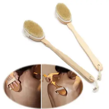 

1 pcs Wooden Bath Brush Long Handle Reach Back Body Shower Bristle SPA Scrubber Bathroom 42*7.5cm S9 Dis20