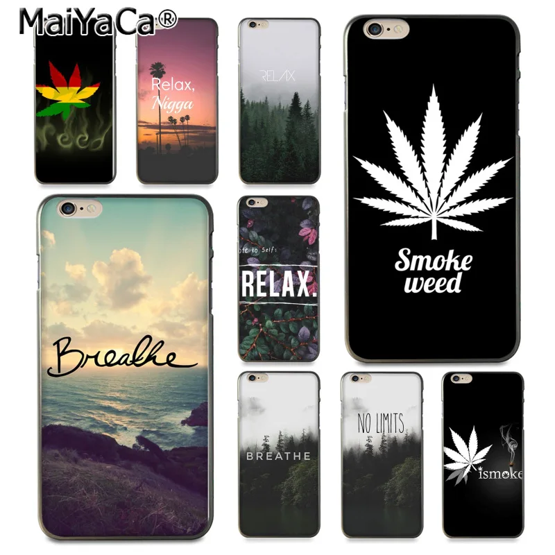 

MaiYaCa Relax A Little Smoke Weed Breathe Luxury Hybrid soft phone case for iPhone 8 7 6 Plus X XS XR XSMax 5 5S SE Coque Shell