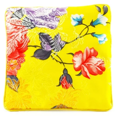 Яркая Цветочная сумки с молнией небольшой Рождественский подарок сумки конфеты сумка Портмоне Вечерние сувениры китайская шелковая парча ювелирный мешочек 100 шт/ - Цвет: Цвет: желтый