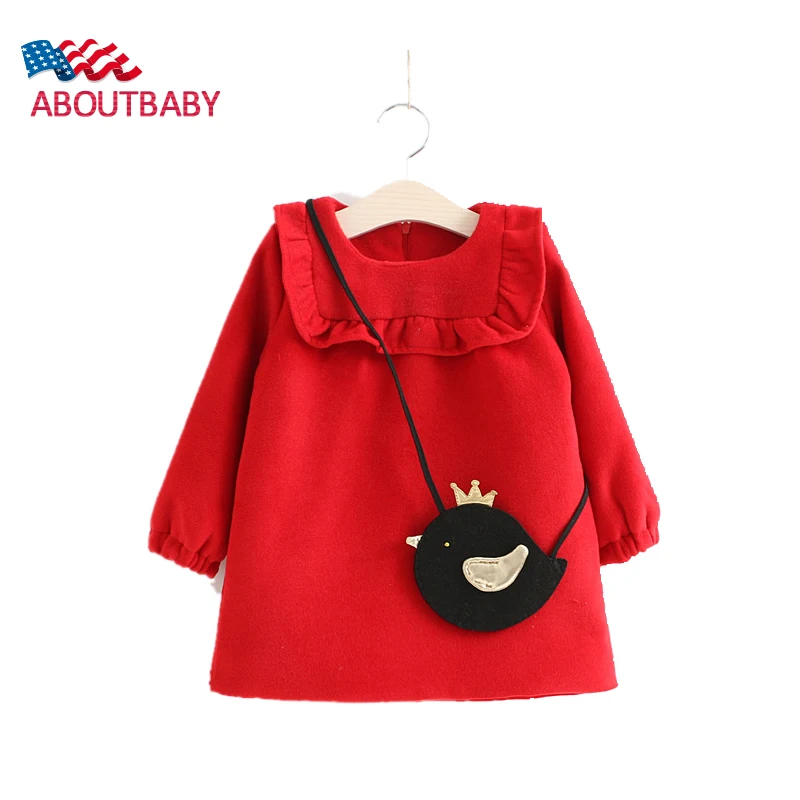 Girls Dresses New Winter Warm Thicken Cashmere Long Sleeve Kids Dresses For Girls Christmas Dresses Children