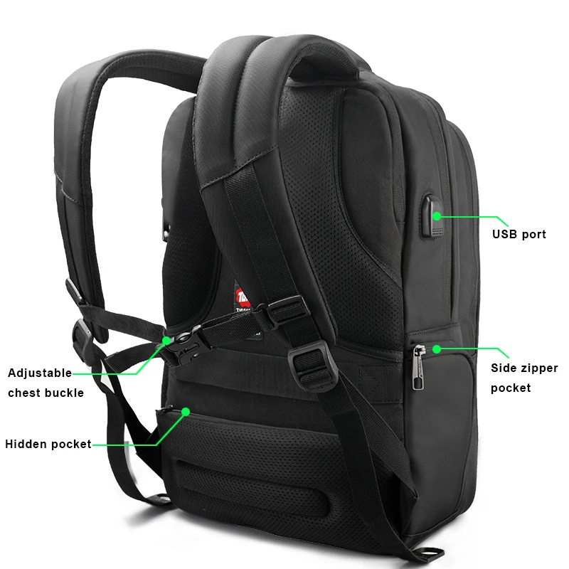 Tigernu Water Repellent Nylon Men Anti theft 15.6inch Laptop Backpacks Business USB Charger Compute