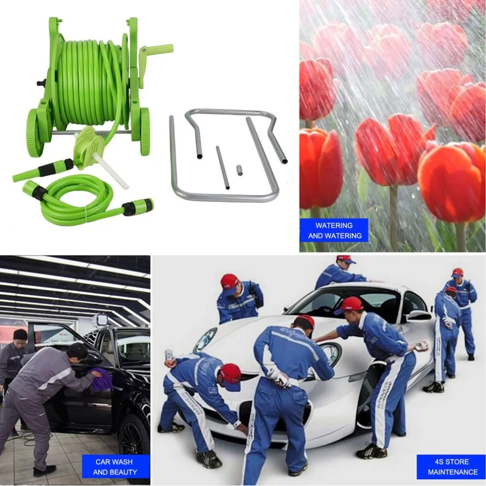 

Newest 45m Outlet Retractable Manual Hand Operate Hose Reel Cart Hose Trolley Flexible Garage Garden Tool Free Standing