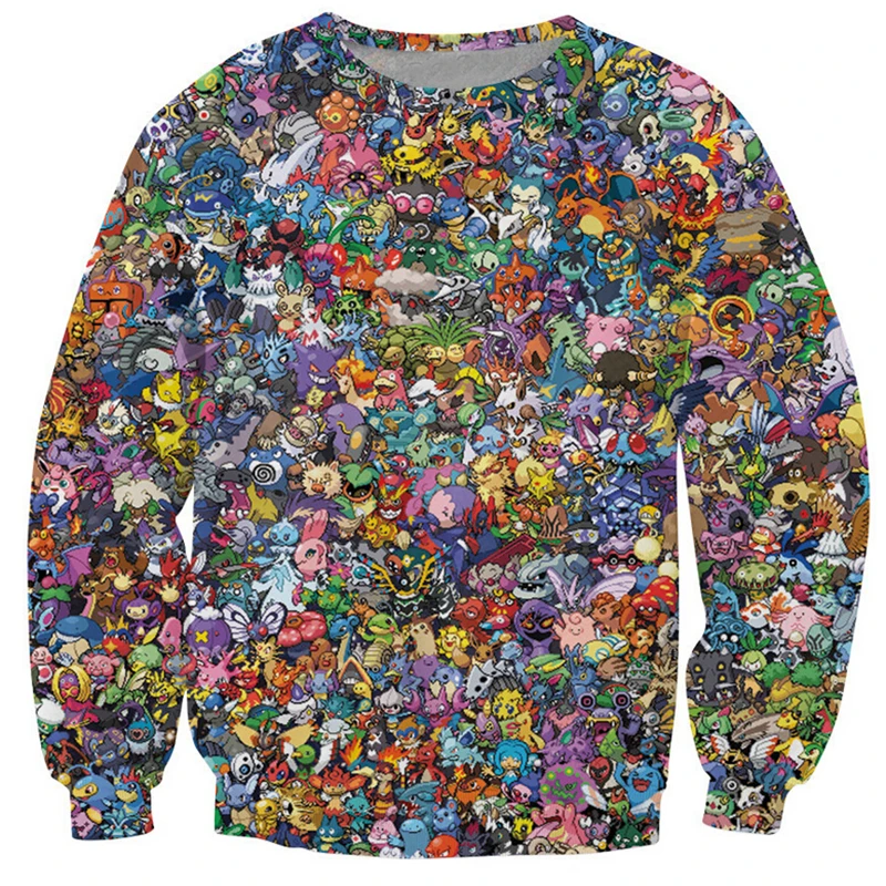 

Women/Men Pokemon Collage Crewneck Sweatshirt totally 90's sweat Pikachu fashion tracksuit moleton masculino Free shipping