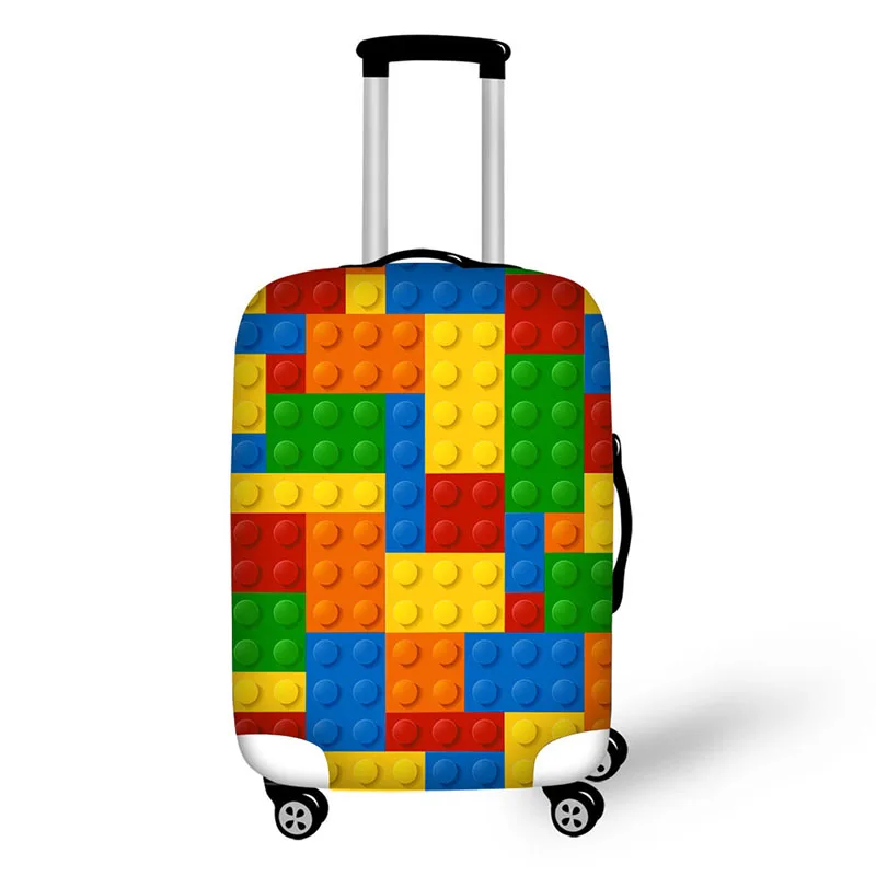 Rainbow building block print travel accessories suitcase protective cover 18-32 inch elastic luggage dust cover case stretchable