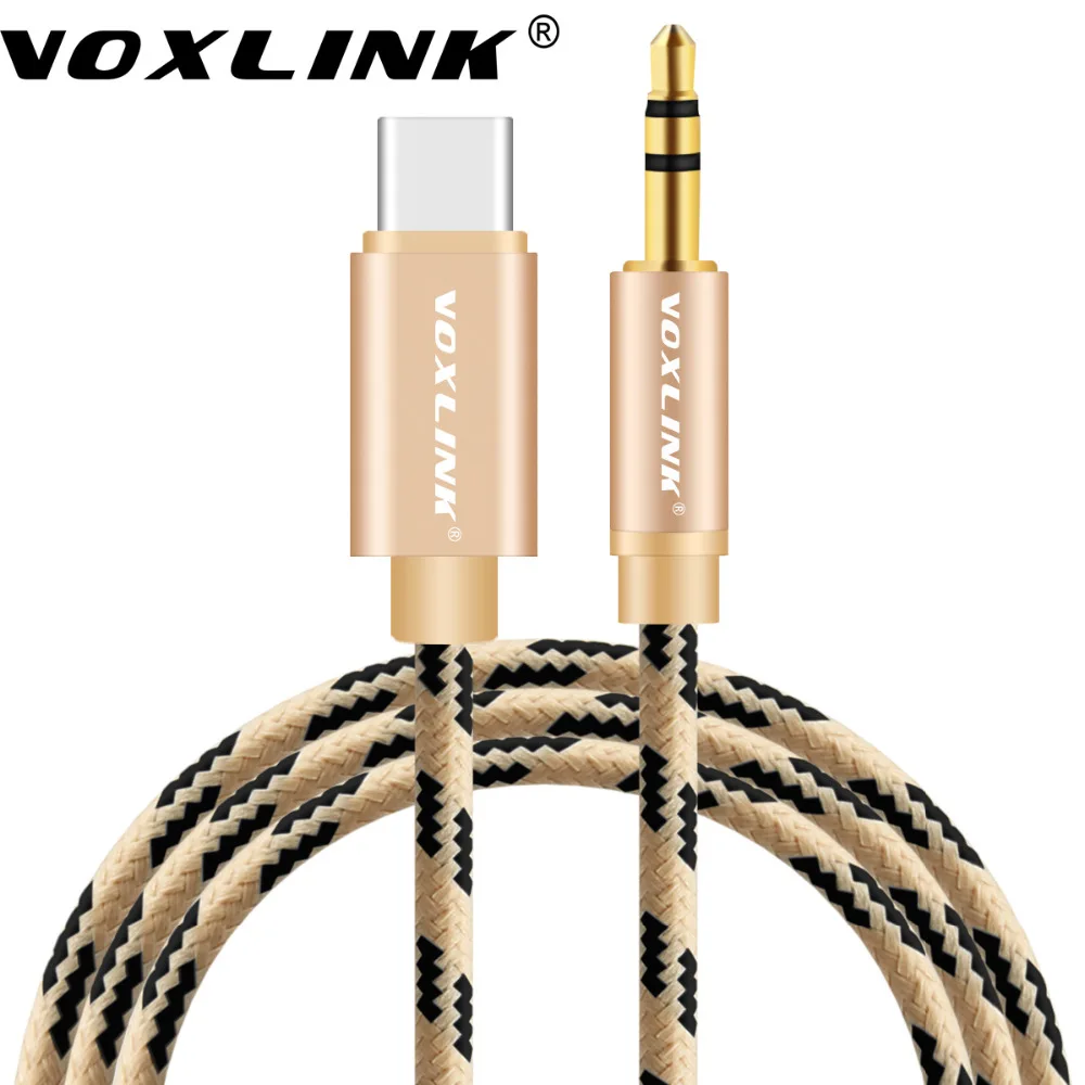 

VOXLINK USB Type-C to 3.5mm Car AUX Cable USB-C Type C to Headphone Speaker Audio Cable Adapter For Nexus 6P/5X Xiaomi 6 Letv