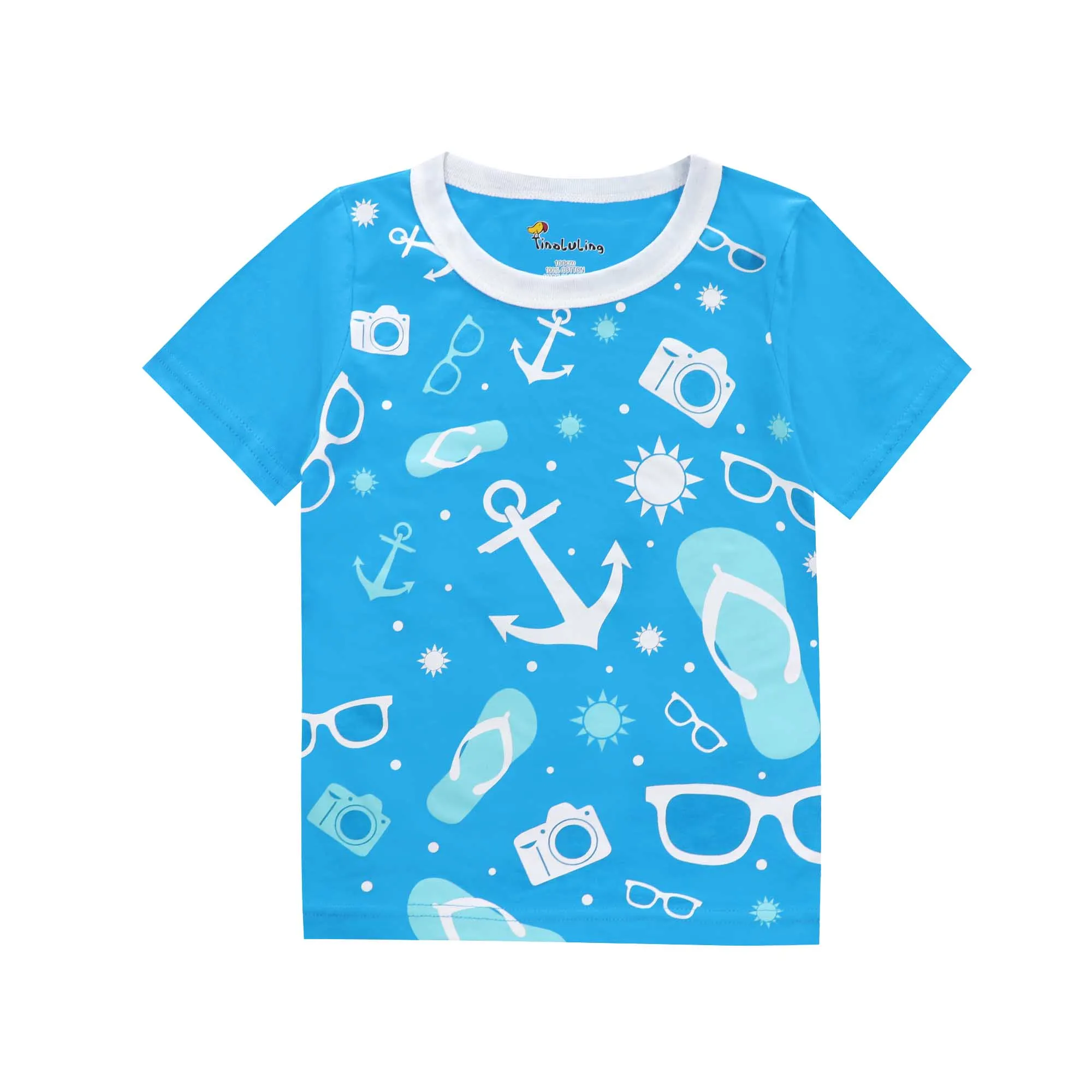 Детская футболка для отдыха детские вечерние футболки Round футболка с круглым вырезом Детская Хлопковая футболка Летняя детская футболка детская одежда - Цвет: ST010
