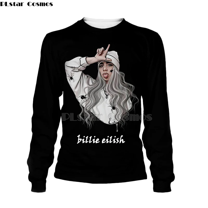 

Billie Eilish hoodies Print 90s Vintage 3d hoodies Brand sweatshirt Men/women Tops Tee Casual Black Street hip hop Clothing-2