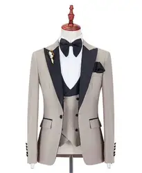 2019 человек костюм для свадьбы Вечеринка сатиновая шаль нагрудные Классическая куртка slim fit вечерние Смокинги на заказ Блейзер комплект из 3