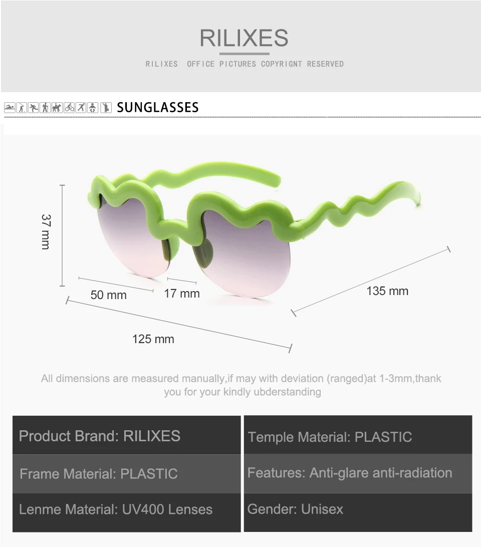 RILIXES очки детские пышные Стиль Детские футболки с фирменным дизайном солнцезащитные очки UV400 защиты Спорта на открытом воздухе для девочек Sunglases