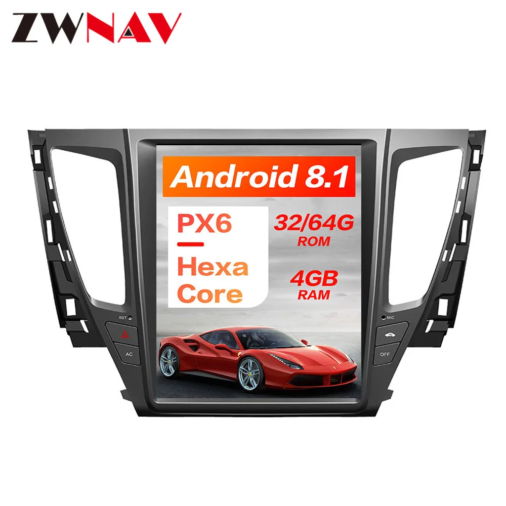 Flash Deal Android 8.1 4GB RAM Tesla style PX6 Car GPS Navigation For MITSUBISHI PAJERO 2016+ head unit multimedia auto radio tape recorder 2
