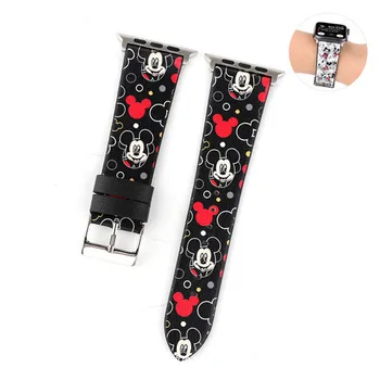 

Genuine Leather strap for Apple Watch Series 3 4 2 1 Iwatch band 44mm 40mm 42mm 38mm Mickey Mouse Minnie Cartoon Bracelet Belt