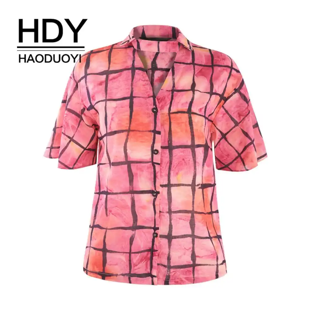 Офисная Женская рубашка HDY Haoduoyi хлопковая с треугольным вырезом и пятью рукавами