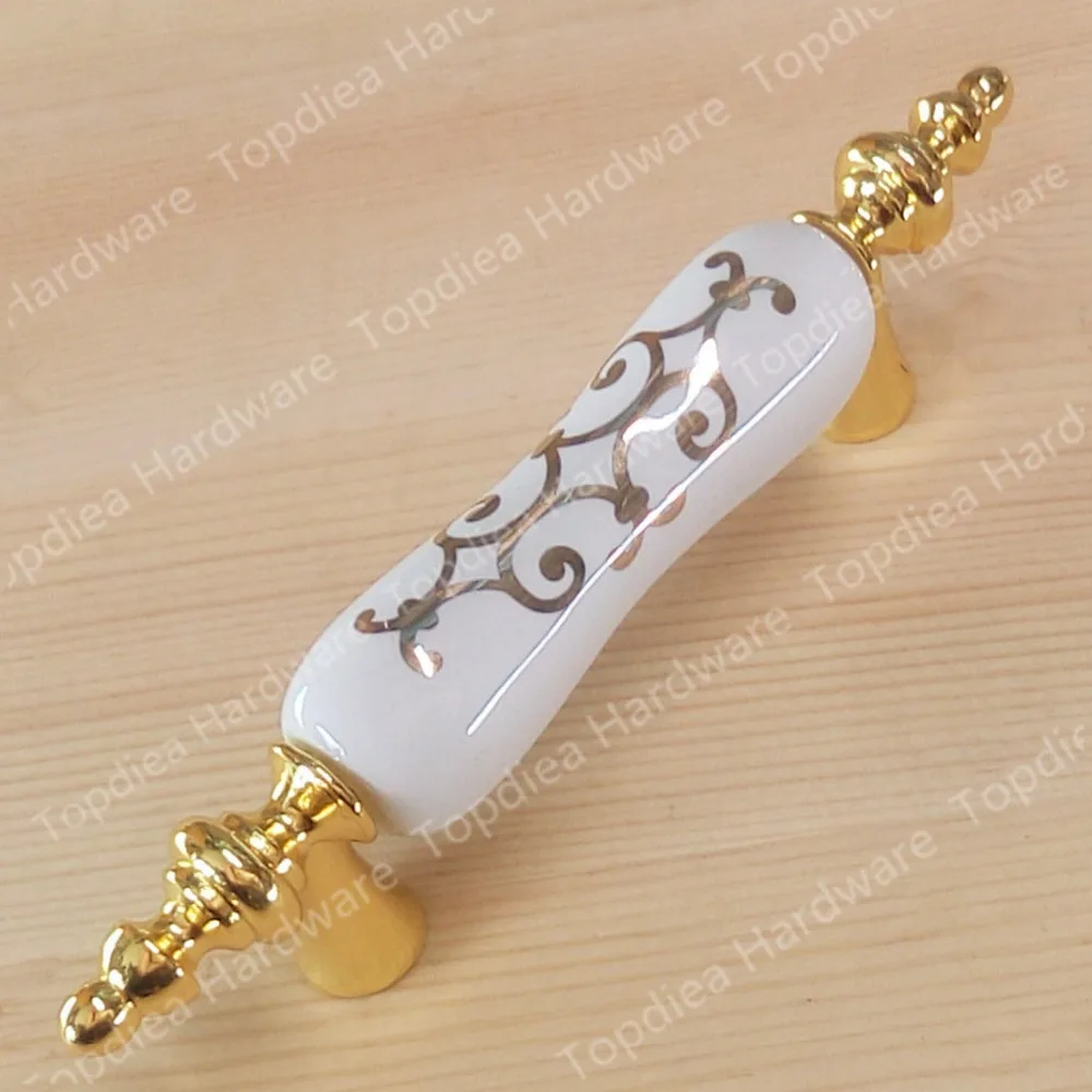 Length 125mm Hole CC 76mm Zinc alloy ceramic handle drawer