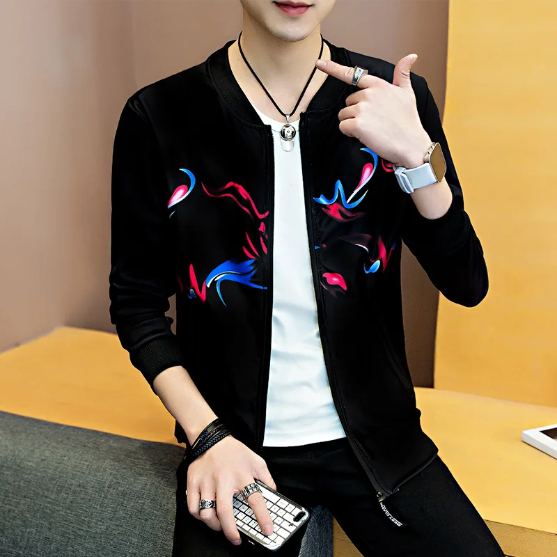 

Men's Slimming Teen Casual Jacket Trend Spring and Autumn Coat